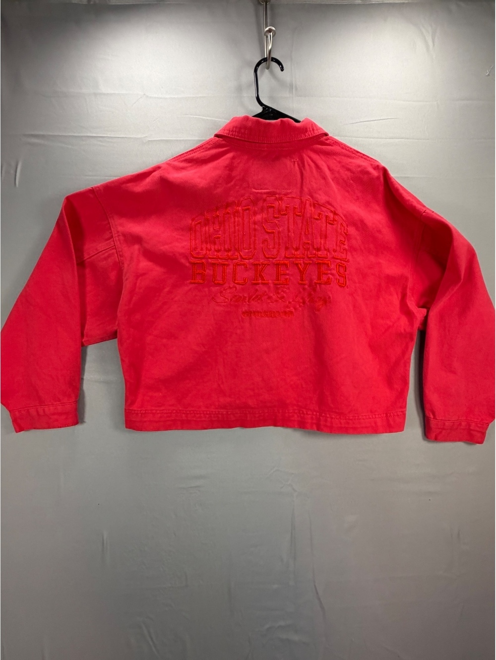 Gameday Social Ohio State Buckeyes Scarlet & Gray Cropped Denim Shacket